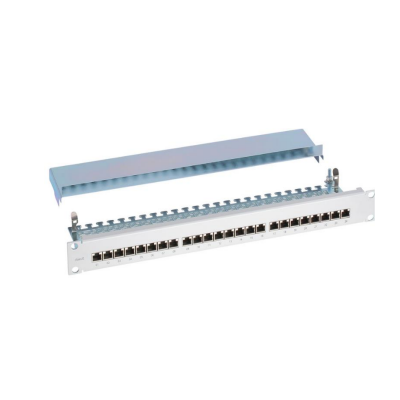 Panel 19" kat.5e STP 24xRJ45 1U czarny pólka