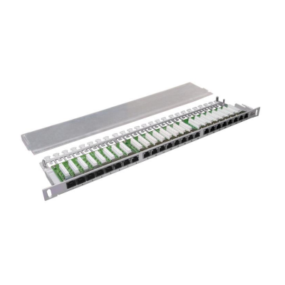 Panel 19" kat.5e STP 24xRJ45 0,5U czarny półka