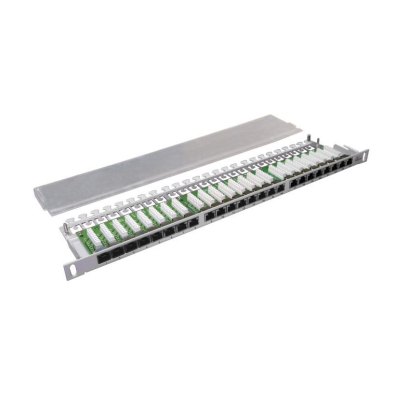 Panel 19" kat.6 STP 24xRJ45 0,5U czarny półka